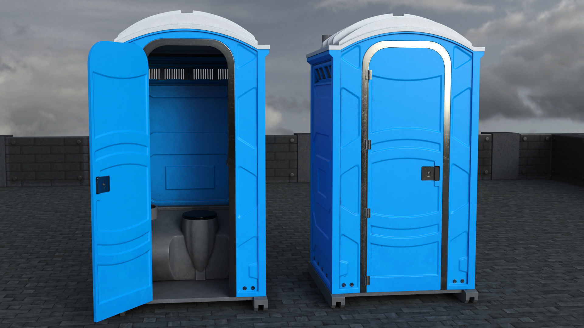 Portable Restroom Low-poly 3D model_2
