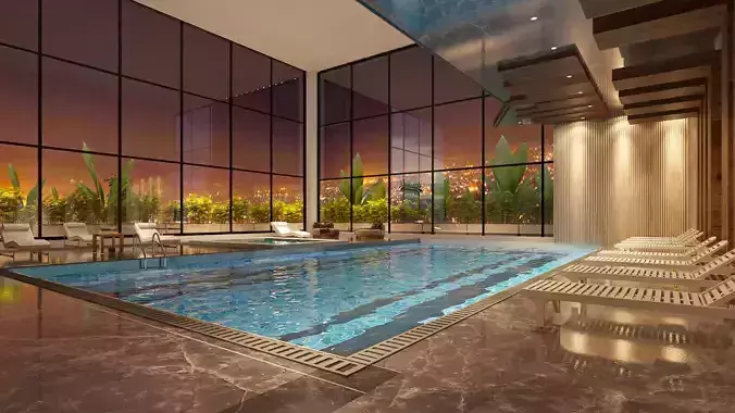 Hyper realistic indoor swimming pool 3d model 3D model