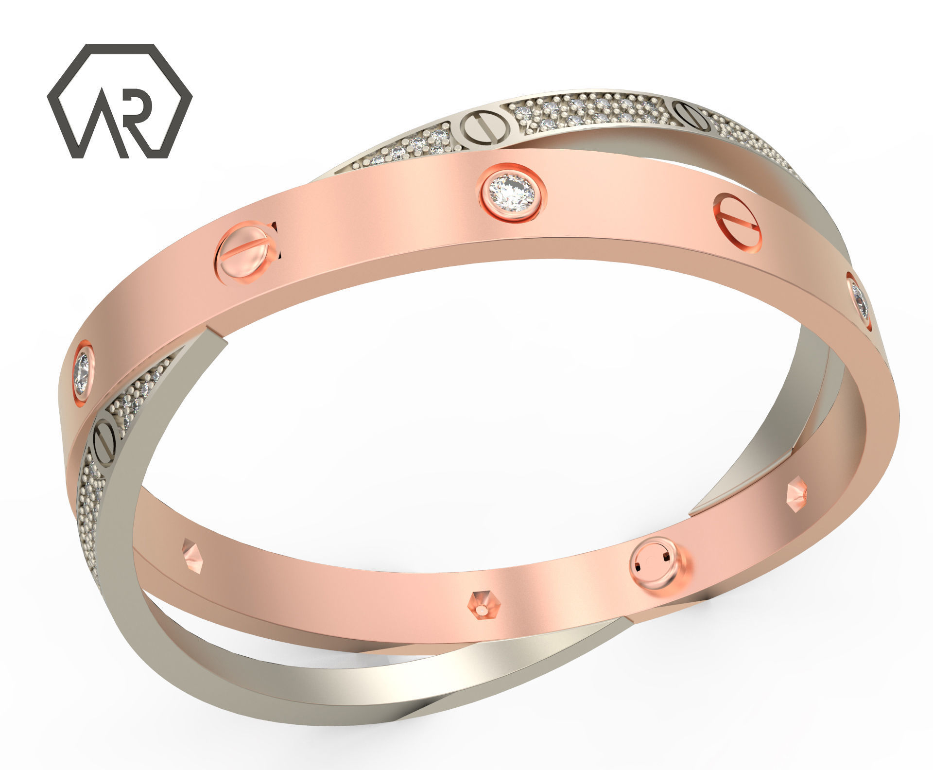 Woman Bracelet 3D print model D34 3D print model_4