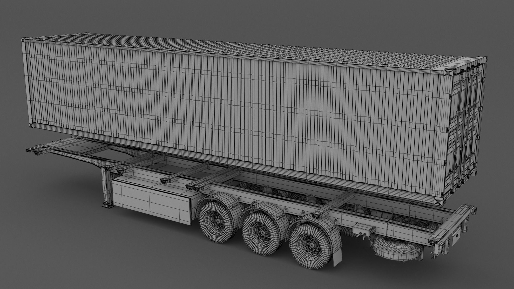 Chassis Semi Trailer with DB Schenker Shipping Container 3D model_8