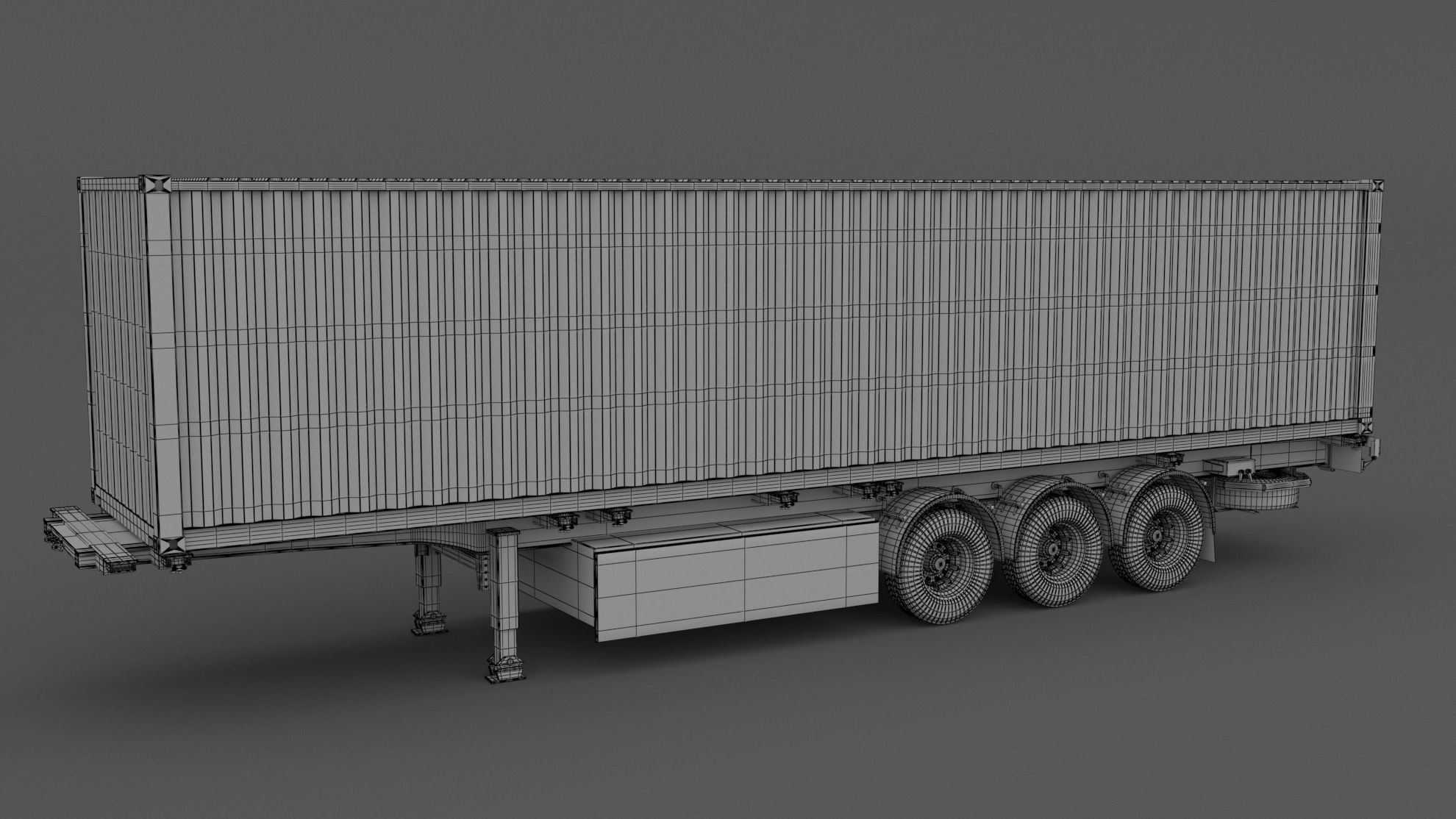 Chassis Semi Trailer with DB Schenker Shipping Container 3D model_6
