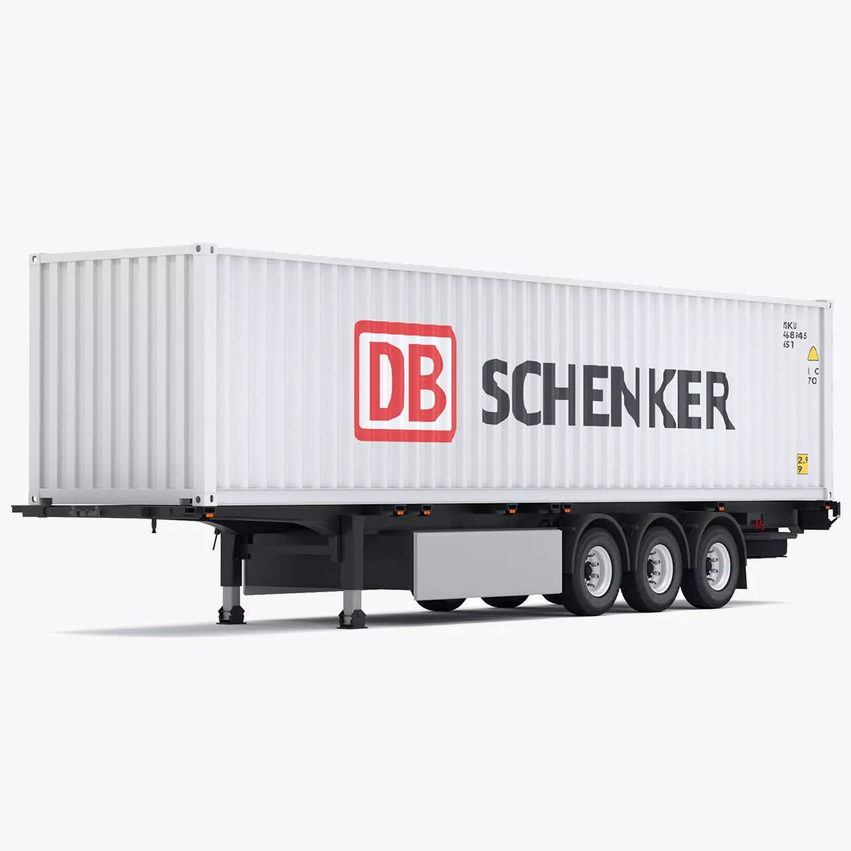 Chassis Semi Trailer with DB Schenker Shipping Container 3D model_0