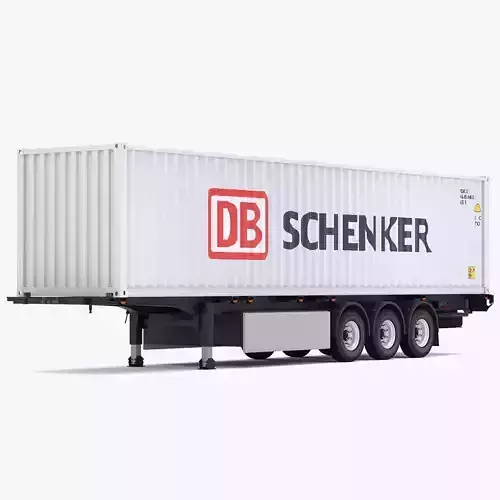 Chassis Semi Trailer with DB Schenker Shipping Container