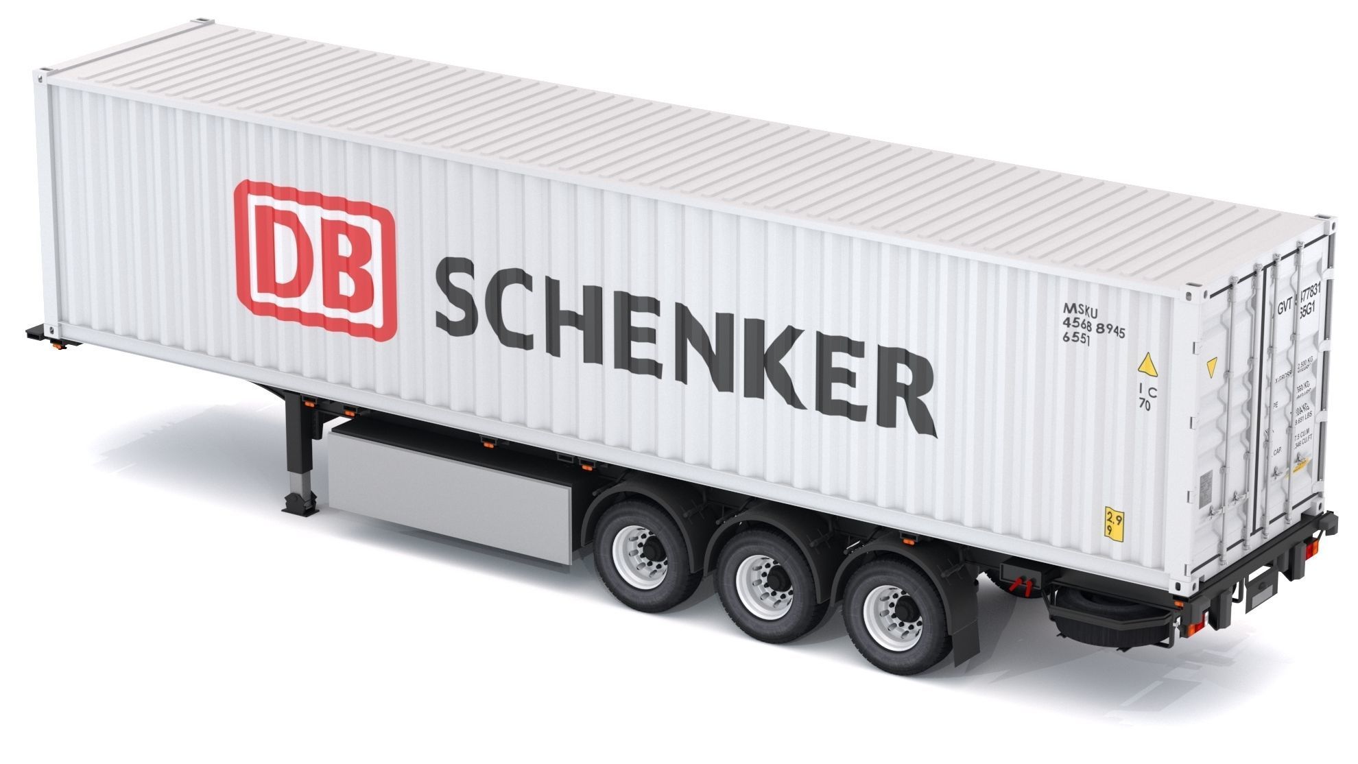 Chassis Semi Trailer with DB Schenker Shipping Container 3D model_3