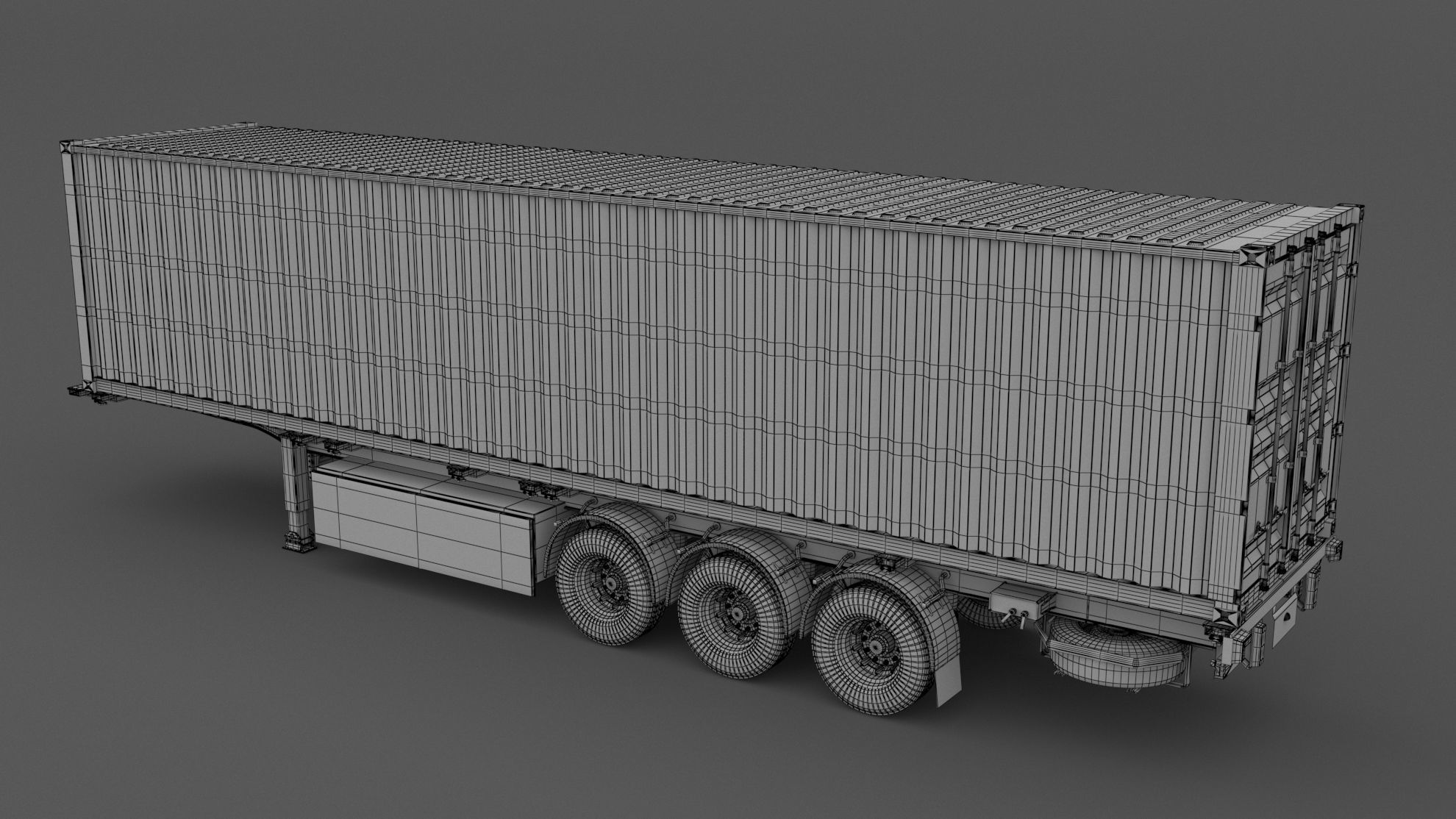 Chassis Semi Trailer with DB Schenker Shipping Container 3D model_7