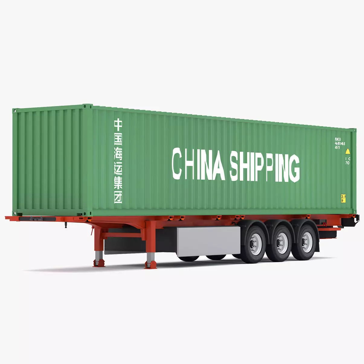 Chassis Semi Trailer with China Shipping Container 3D model_0