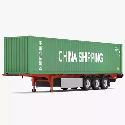 Chassis Semi Trailer with China Shipping Container 3D model