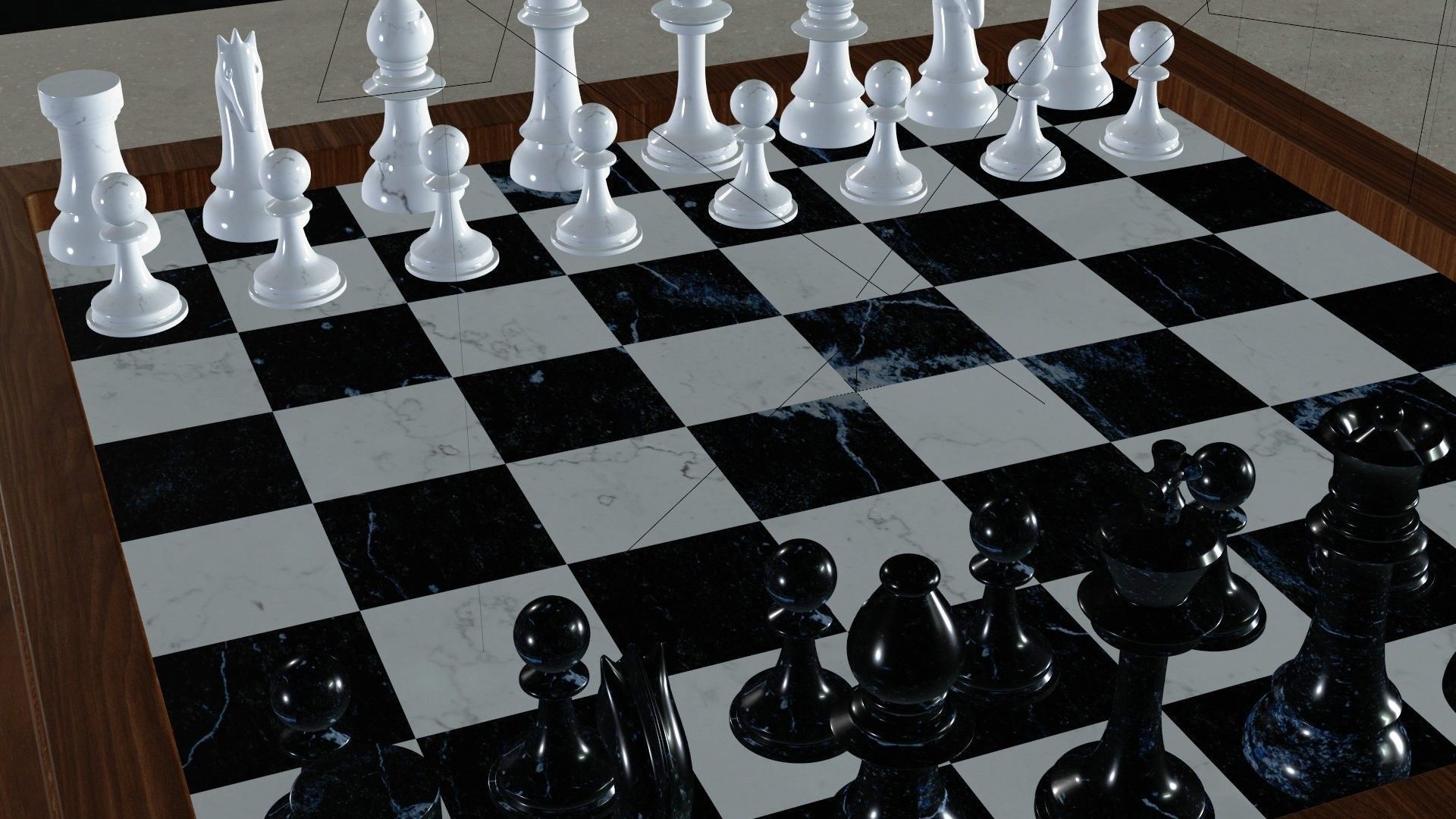 Realistic Chess Board Low-poly 3D model_6