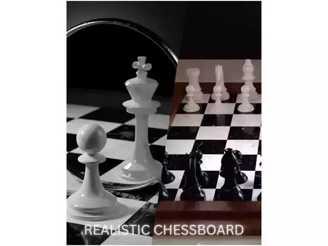 Realistic Chess Board Low-poly 3D model