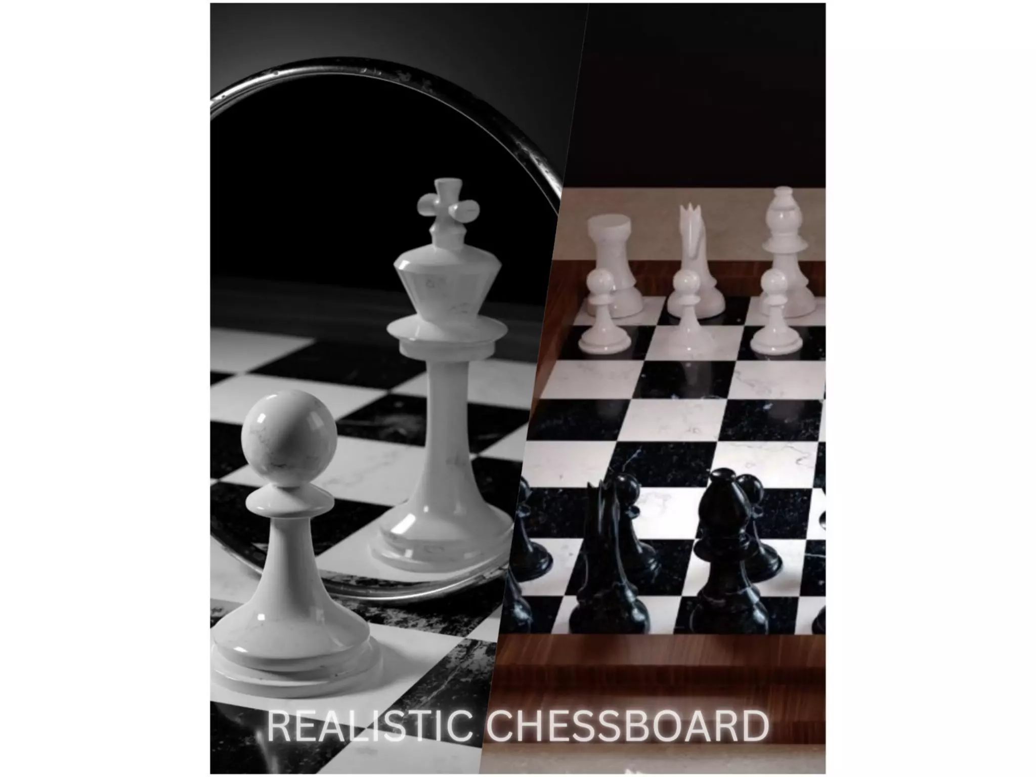 Realistic Chess Board Low-poly 3D model_0