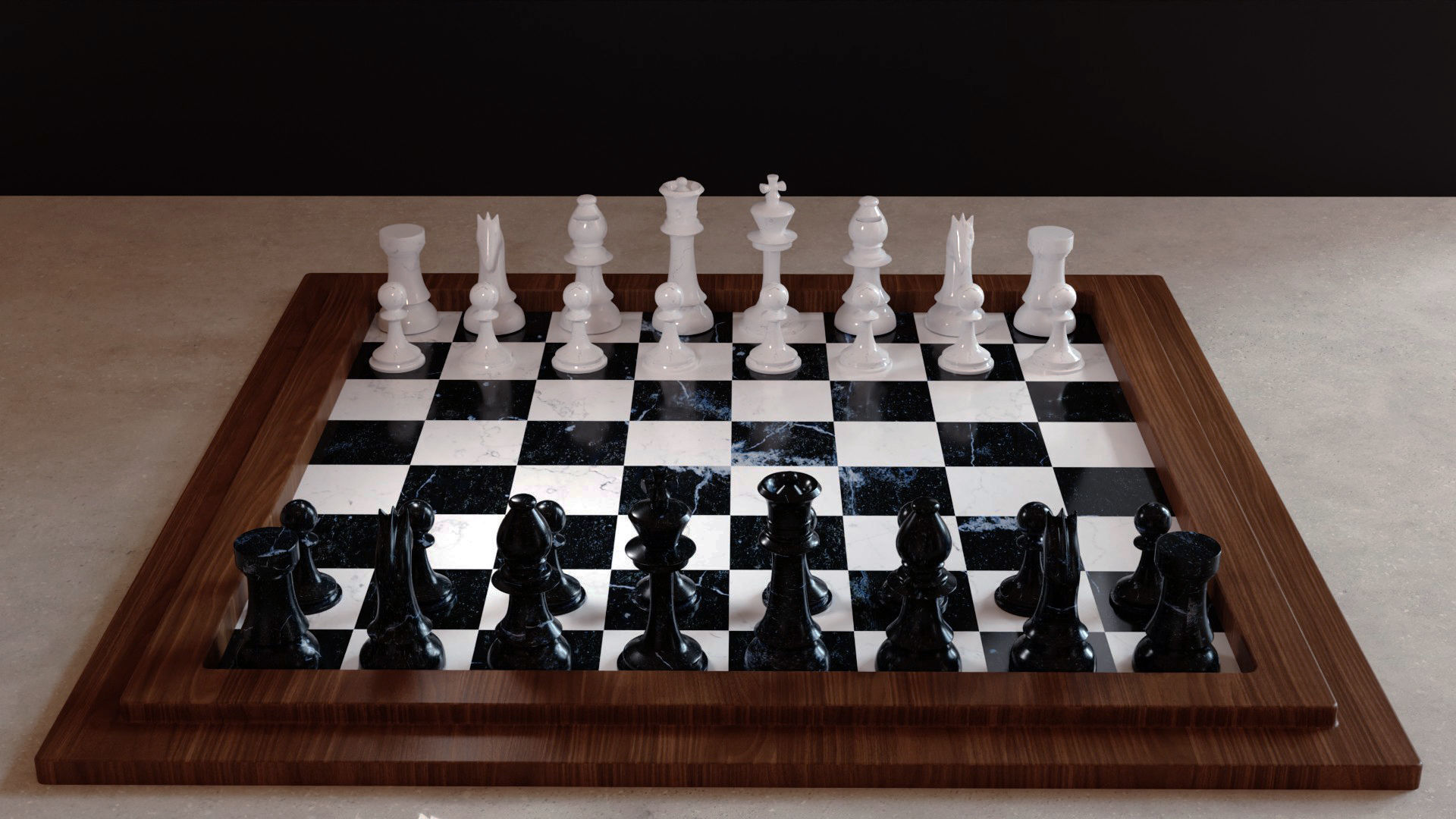 Realistic Chess Board Low-poly 3D model_4