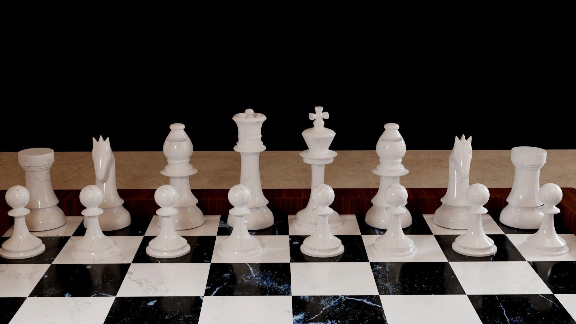 Realistic Chess Board Low-poly 3D model_5