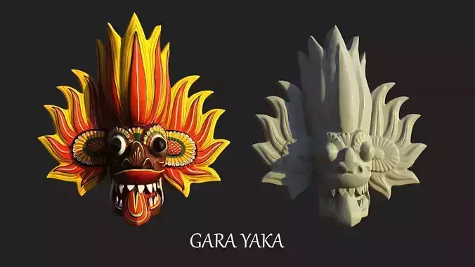 SriLankan Traditional mask GARA YAKA 3D printable model 3D print model