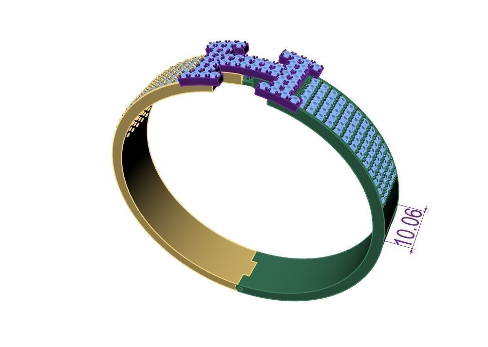 Bracelet Hermes 3D print model_3