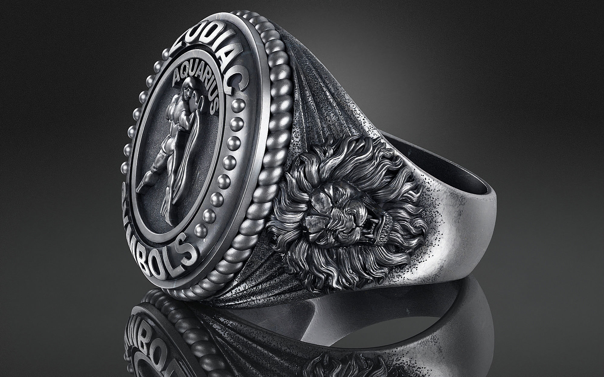 Zodiac Ring Aquarius a01 3D print model_2