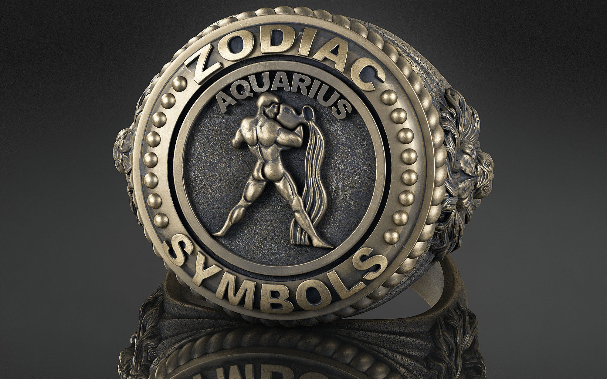 Zodiac Ring Aquarius a01 3D print model_1