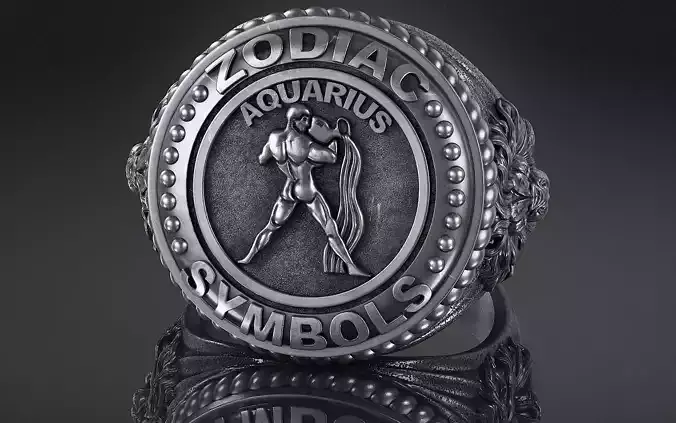 Zodiac Ring Aquarius a01 3D print model