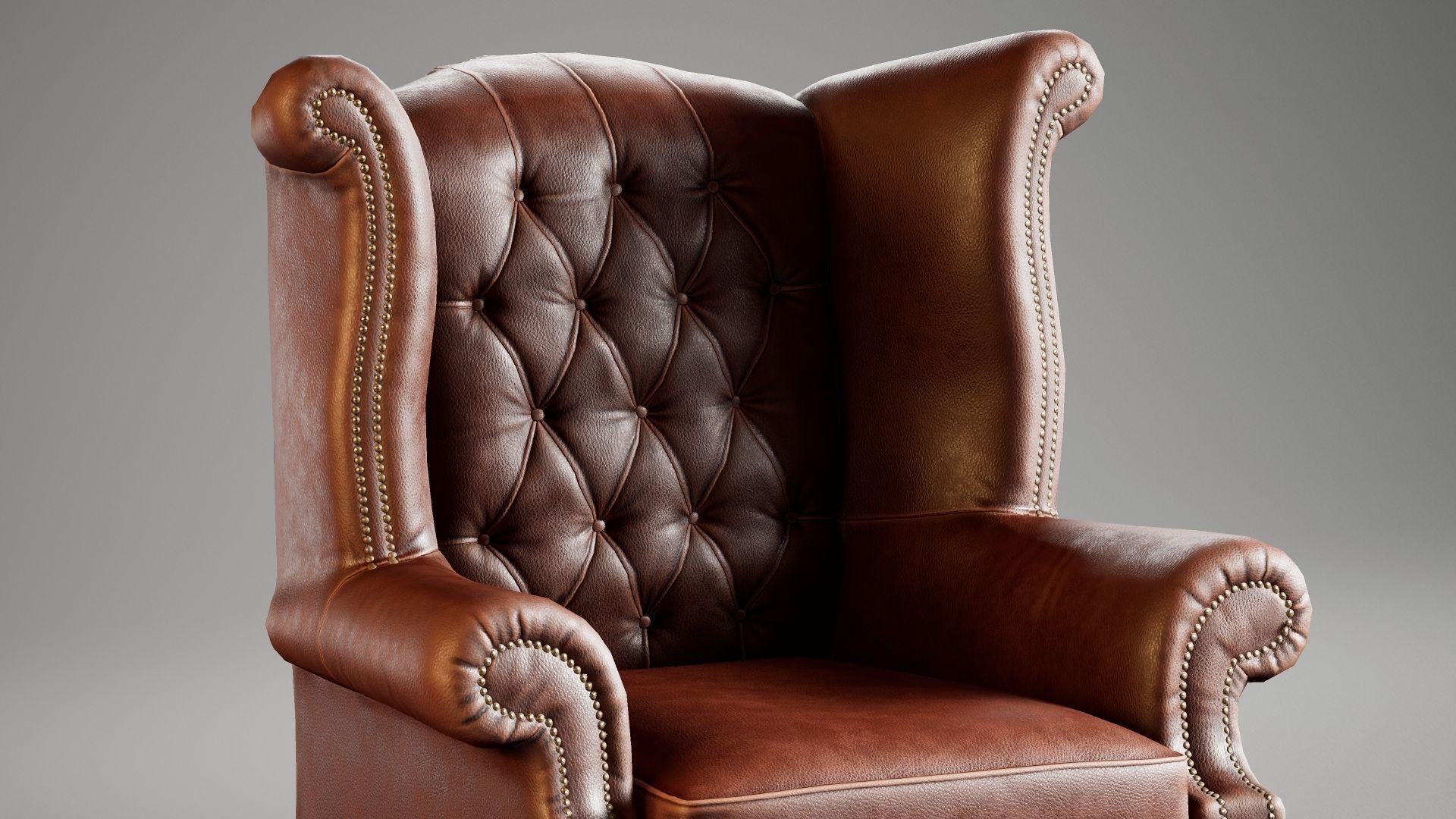 Low Poly Armchair Chesterfield Queen Low-poly 3D model_2