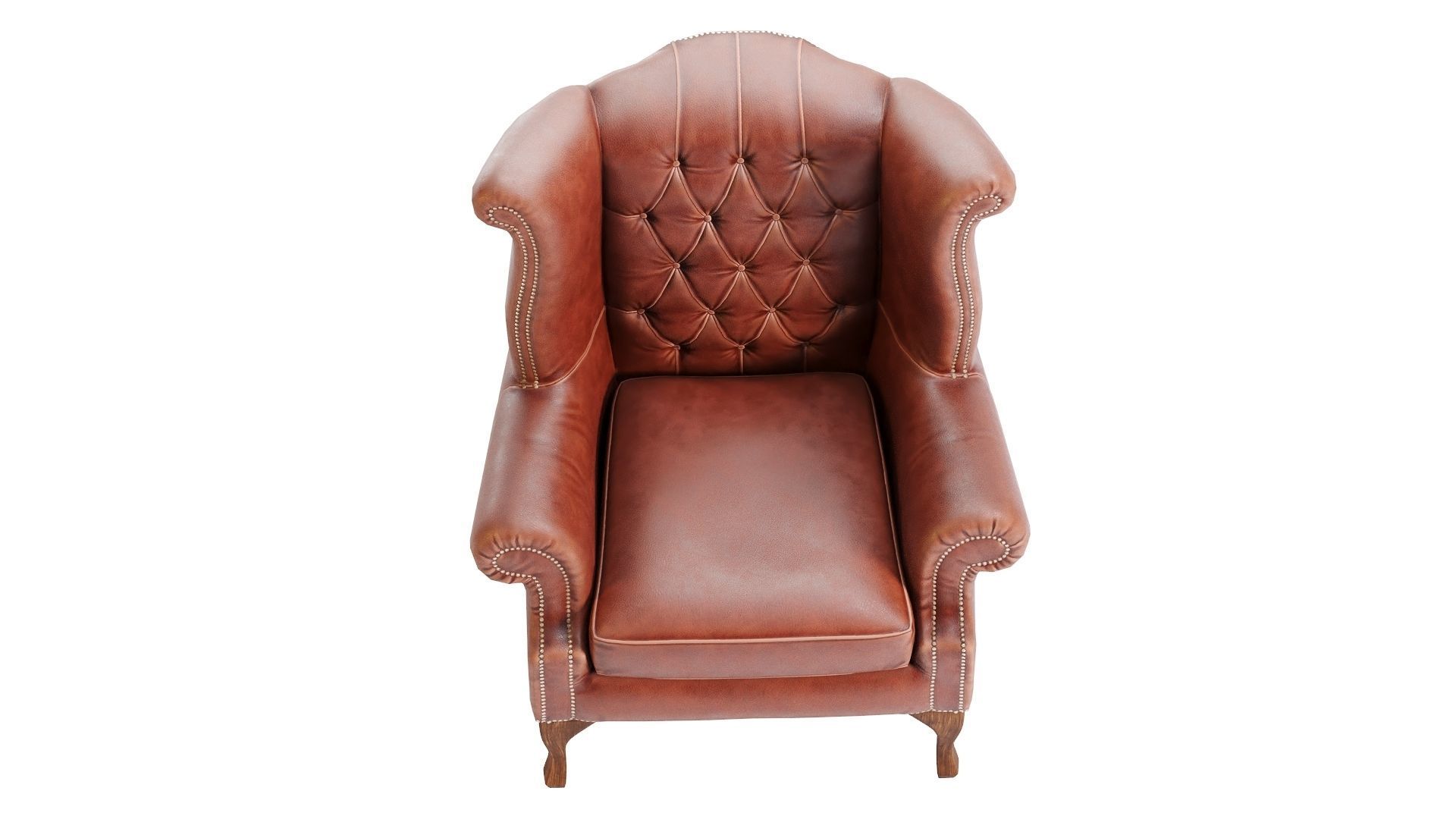 Low Poly Armchair Chesterfield Queen Low-poly 3D model_10