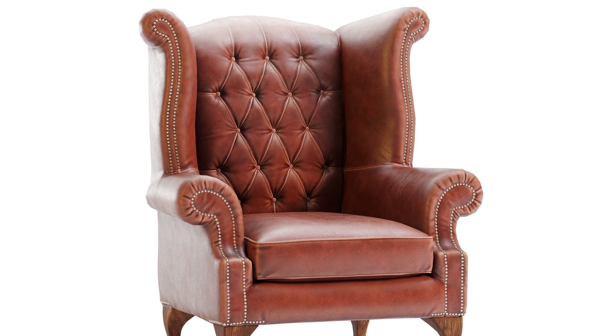 Low Poly Armchair Chesterfield Queen Low-poly 3D model_6