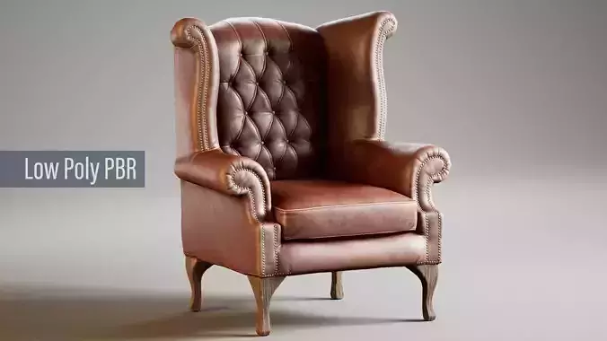 Low Poly Armchair Chesterfield Queen Low-poly 3D model