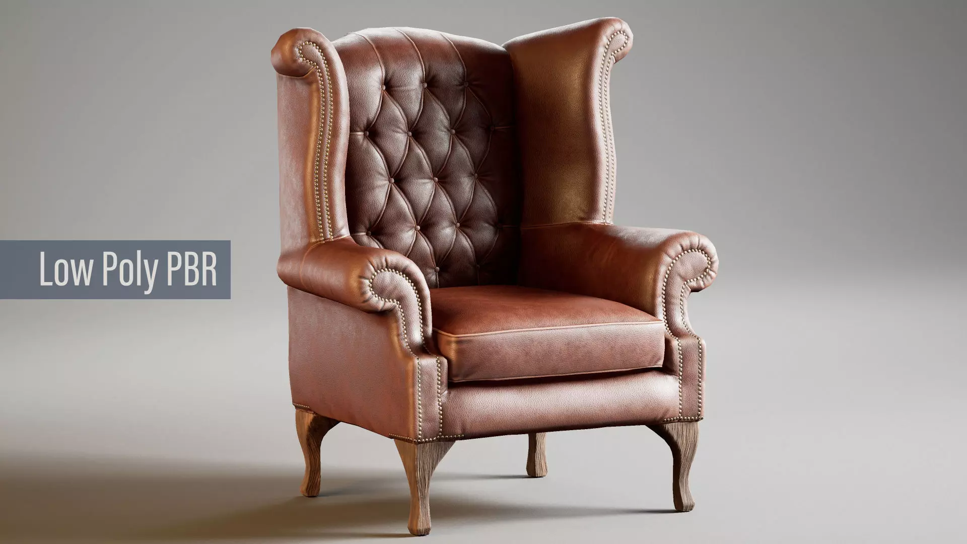 Low Poly Armchair Chesterfield Queen Low-poly 3D model_0