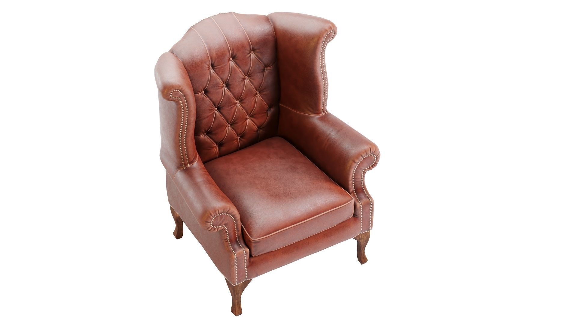 Low Poly Armchair Chesterfield Queen Low-poly 3D model_11