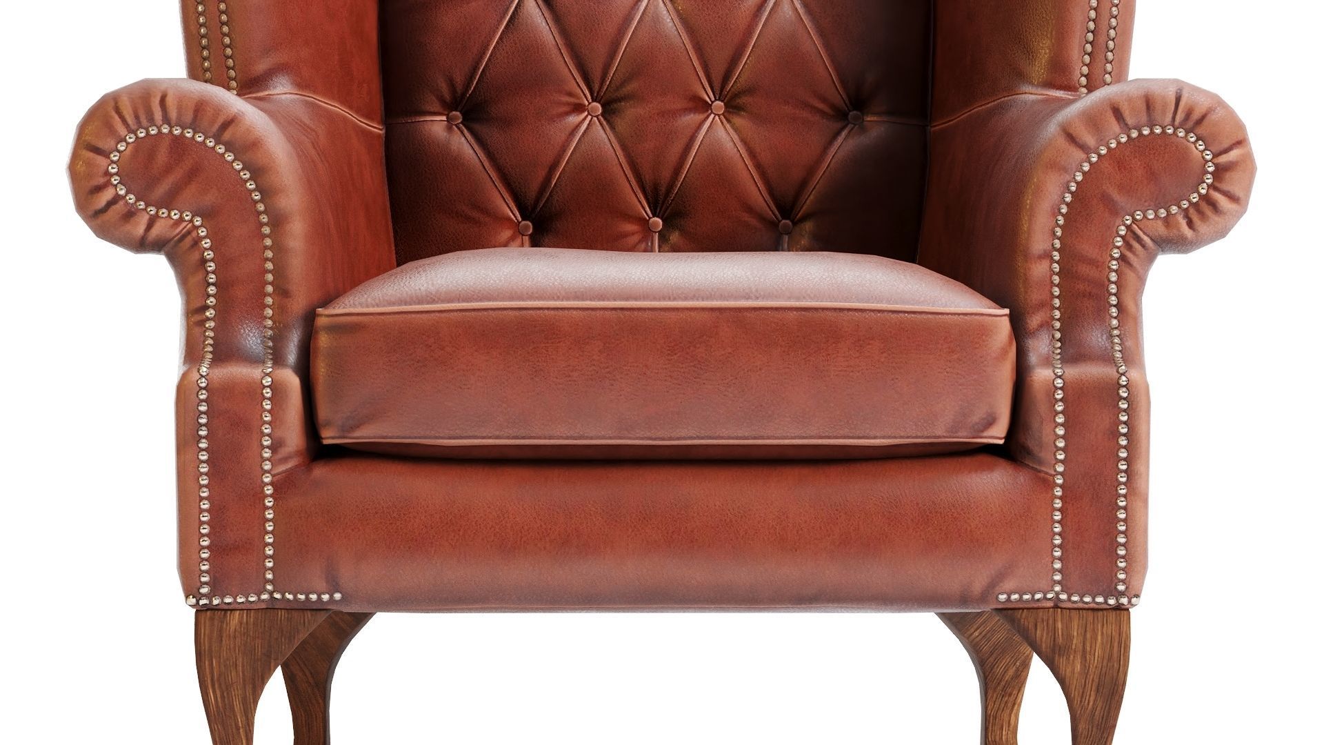 Low Poly Armchair Chesterfield Queen Low-poly 3D model_8