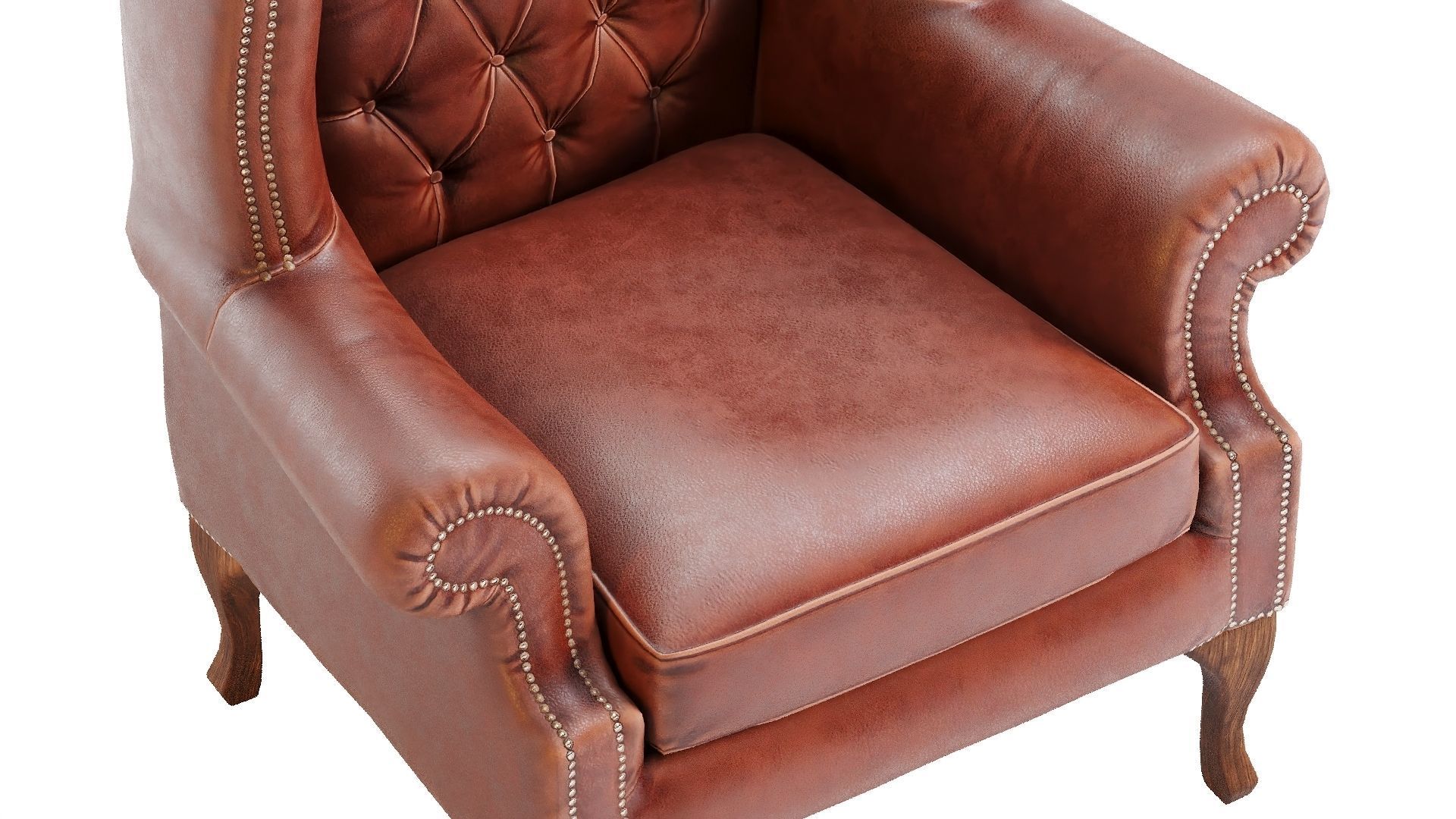 Low Poly Armchair Chesterfield Queen Low-poly 3D model_9