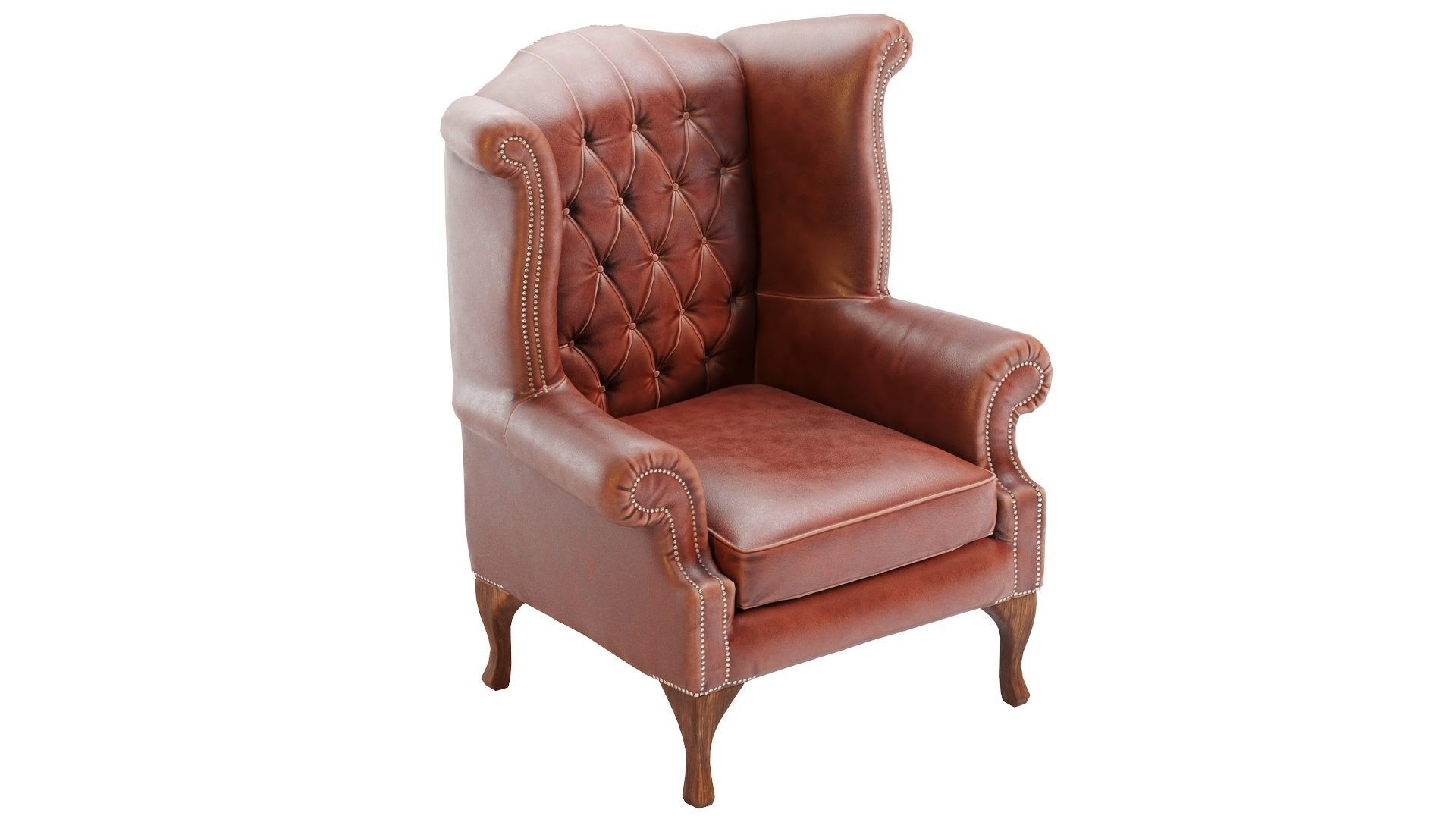Low Poly Armchair Chesterfield Queen Low-poly 3D model_4