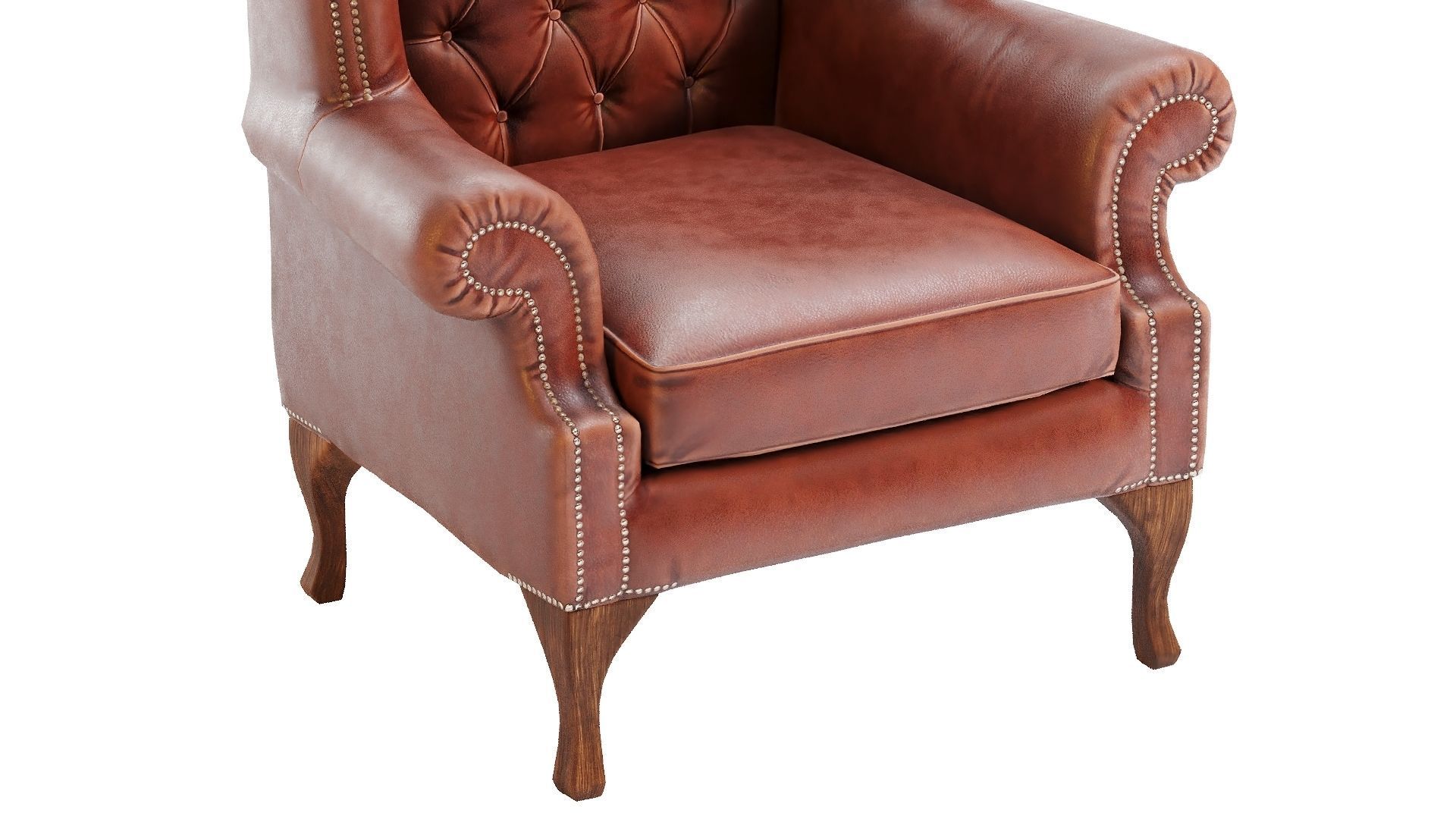 Low Poly Armchair Chesterfield Queen Low-poly 3D model_7