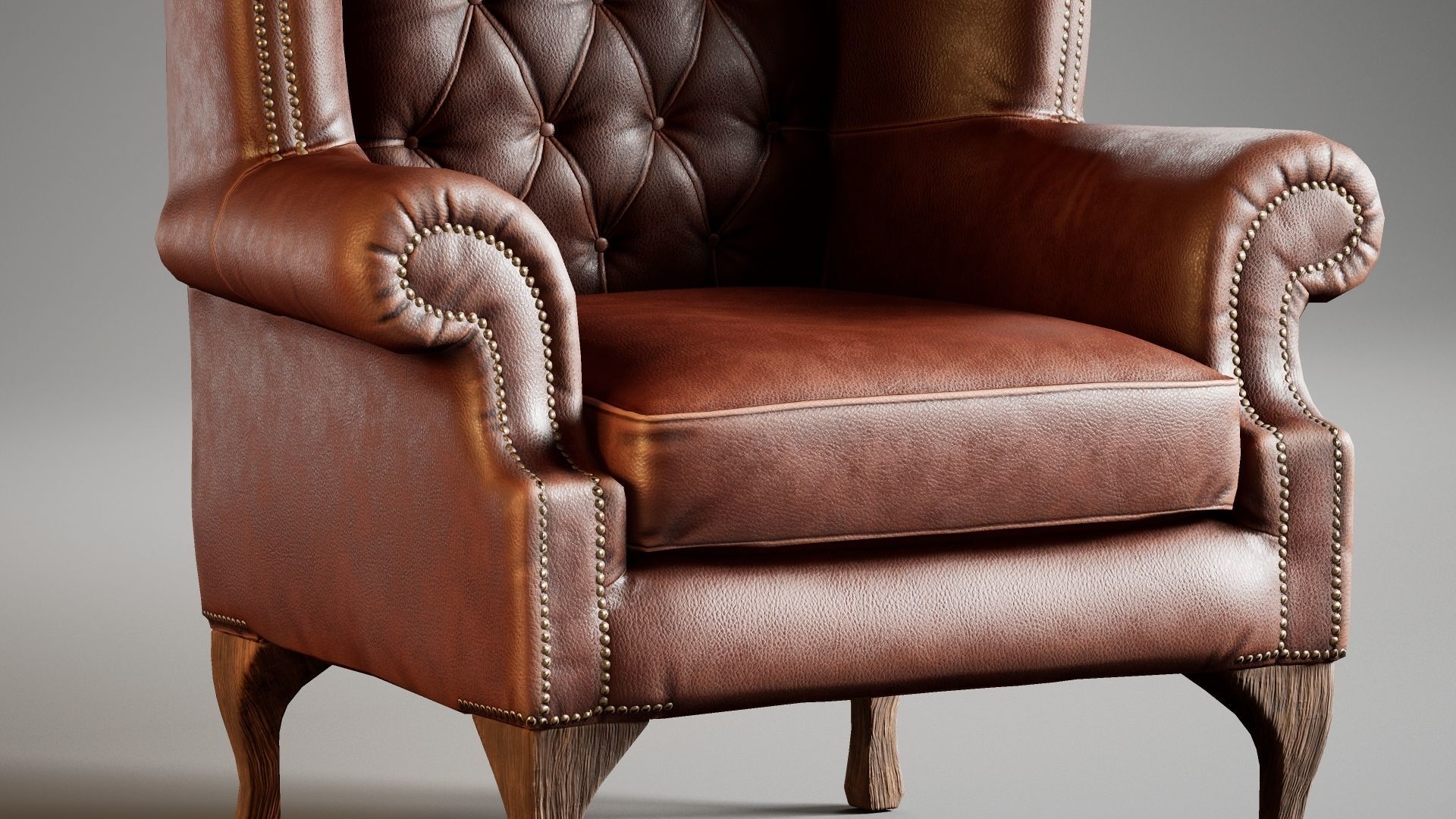 Low Poly Armchair Chesterfield Queen Low-poly 3D model_1