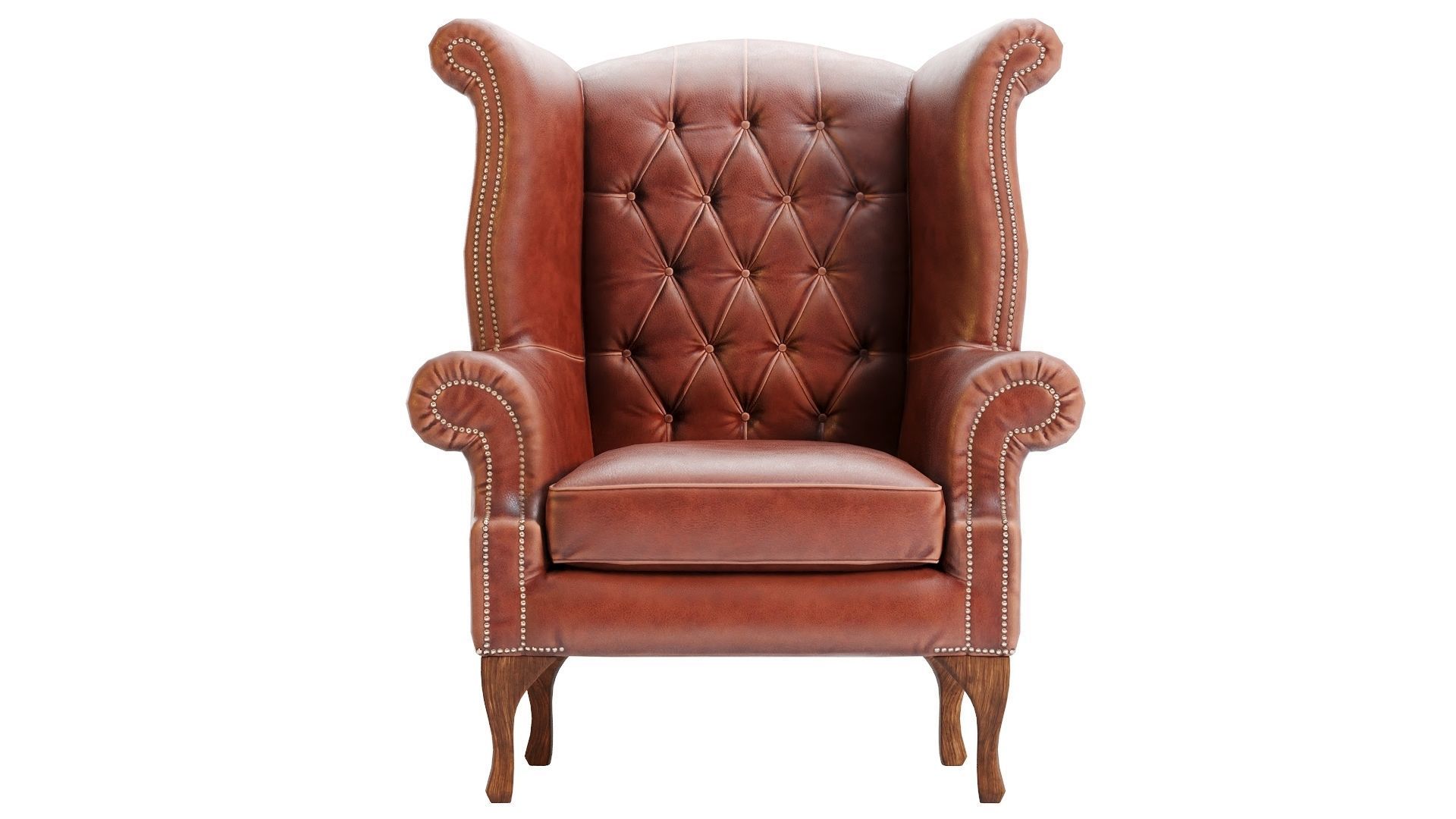 Low Poly Armchair Chesterfield Queen Low-poly 3D model_3