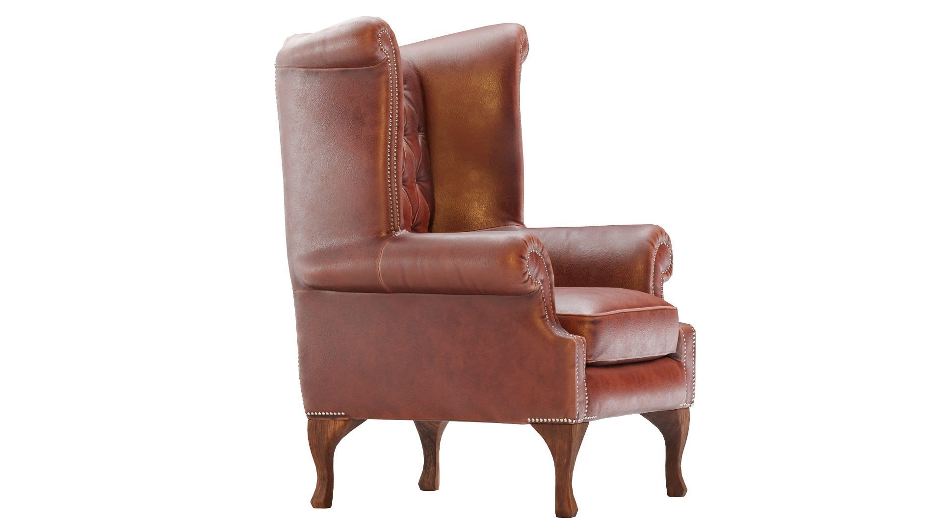 Low Poly Armchair Chesterfield Queen Low-poly 3D model_5