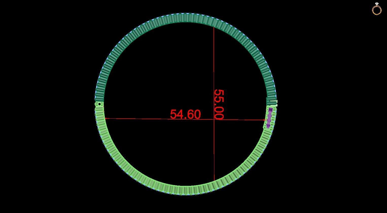 Bracelet silver ring with diamonds 3D print model_3