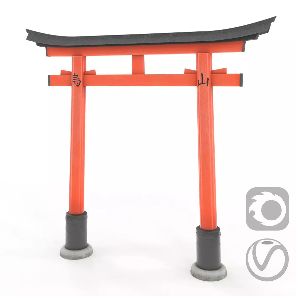 Japanese Torii Gate Low-poly 3D model_0
