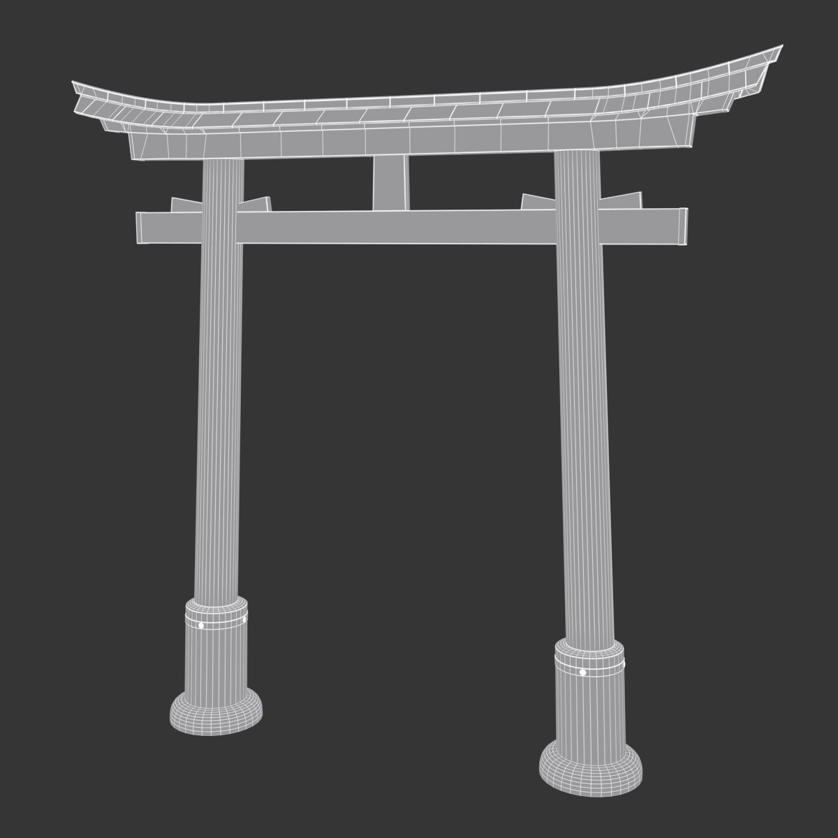 Japanese Torii Gate Low-poly 3D model_1