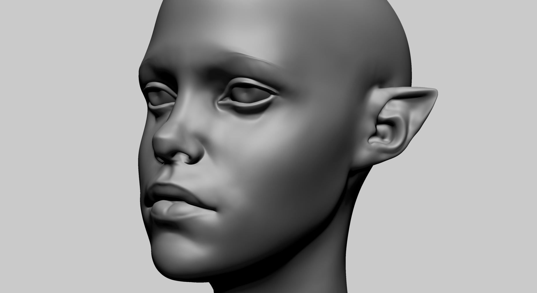 Stylized Female Head F 3D model_9