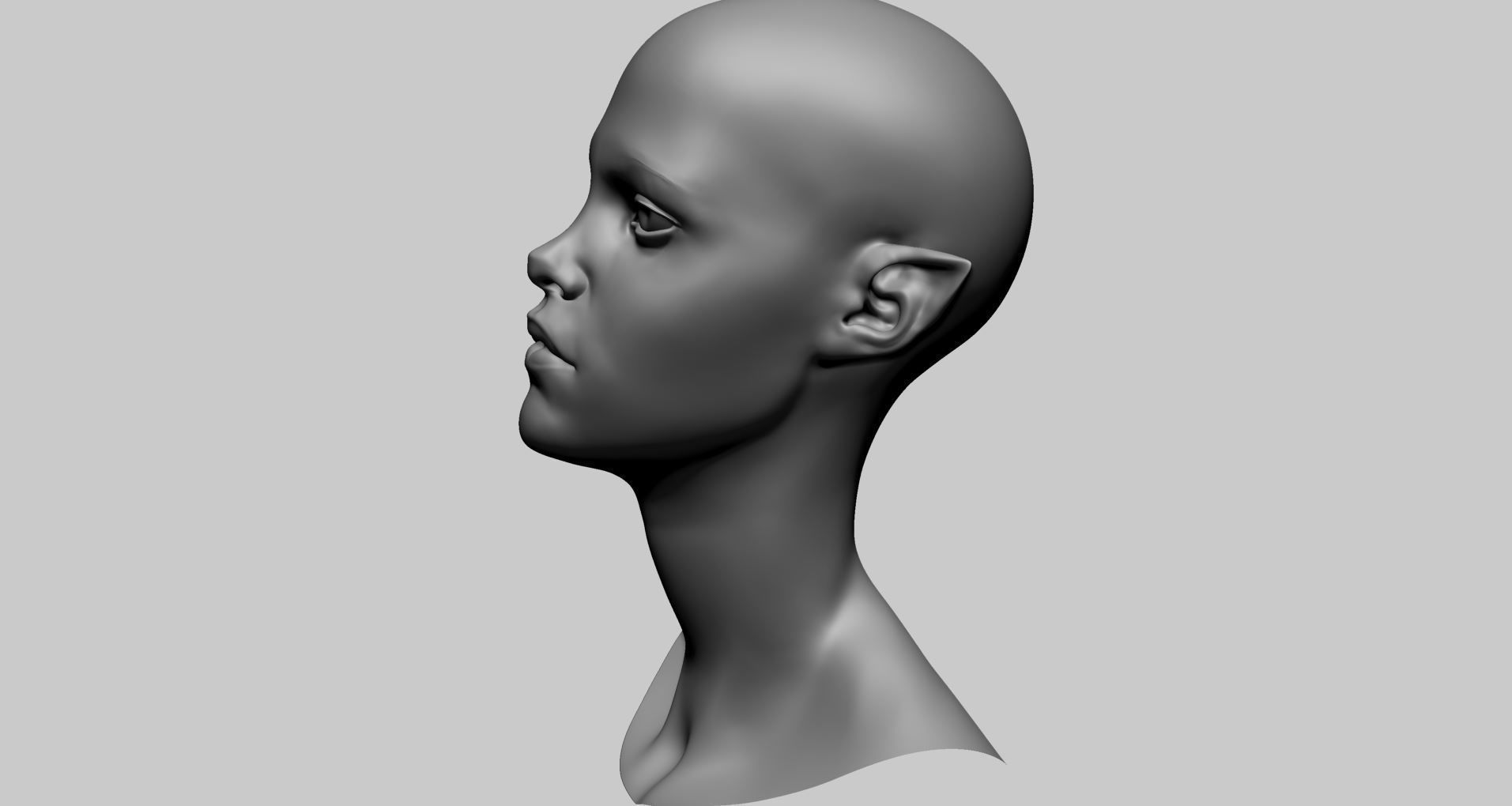 Stylized Female Head F 3D model_5