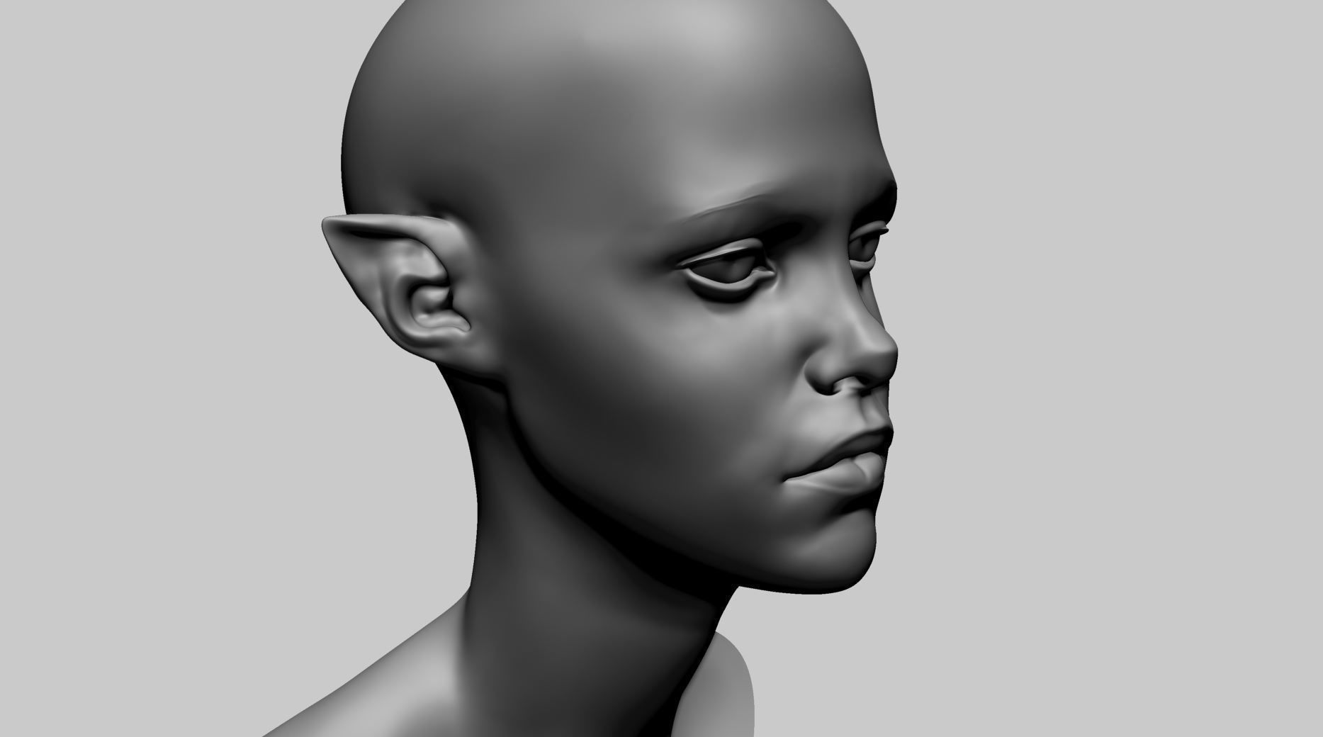 Stylized Female Head F 3D model_8