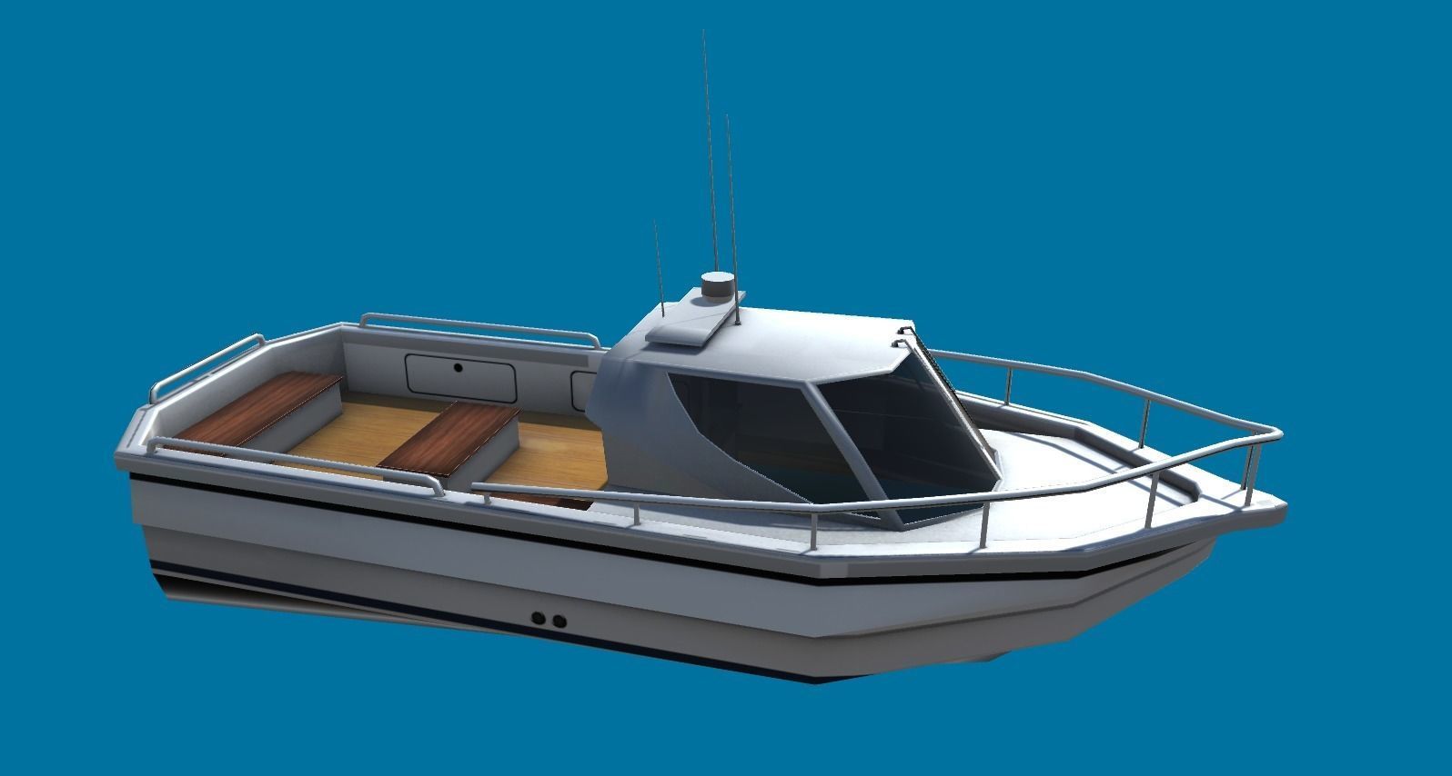 Cruiser Boat Low-poly 3D model_2