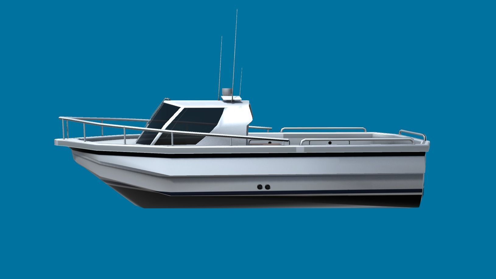 Cruiser Boat Low-poly 3D model_9