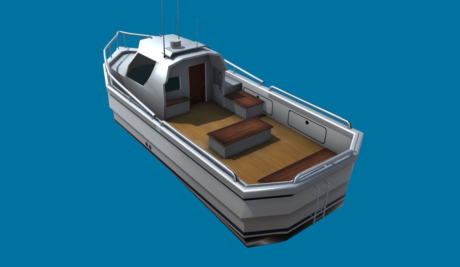 Cruiser Boat Low-poly 3D model_3