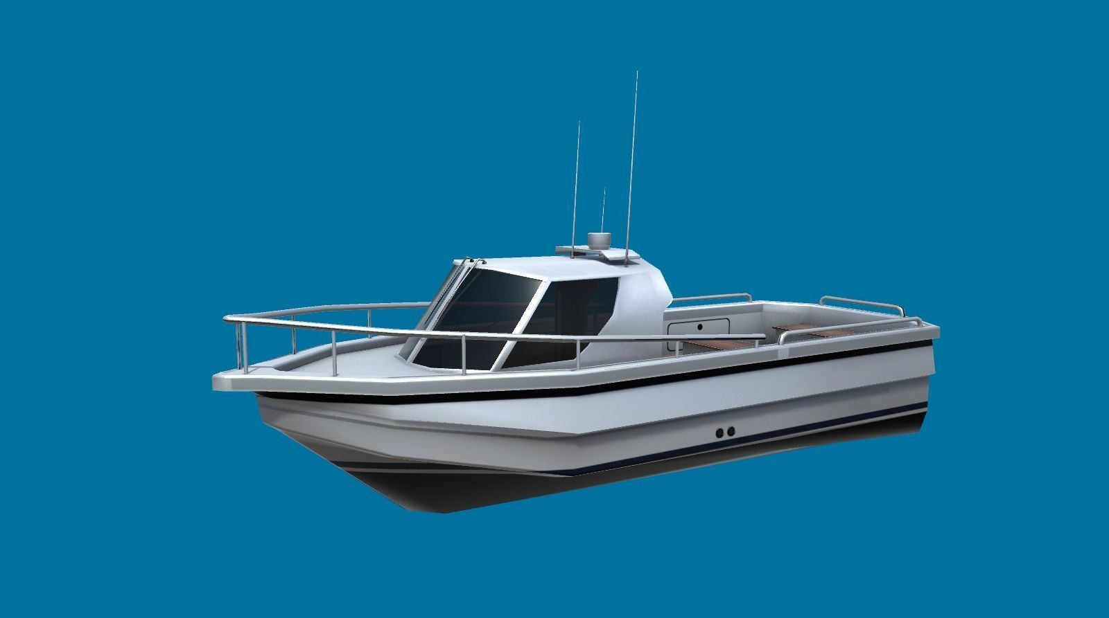 Cruiser Boat Low-poly 3D model_11