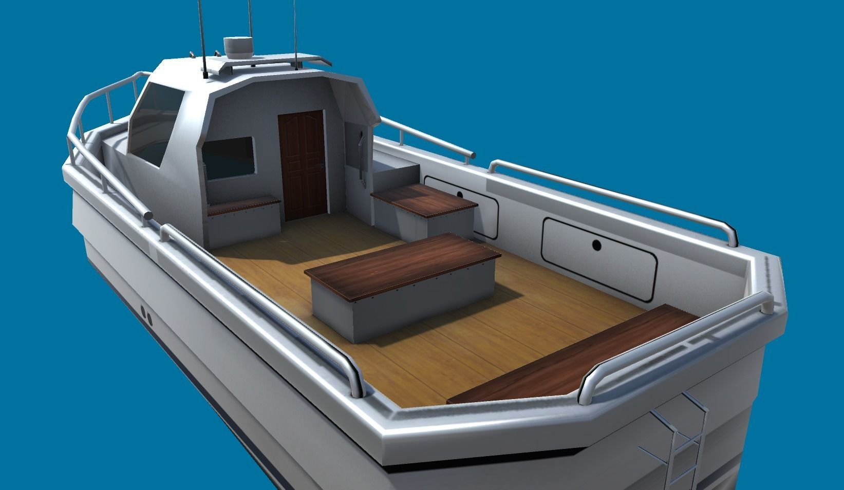 Cruiser Boat Low-poly 3D model_16