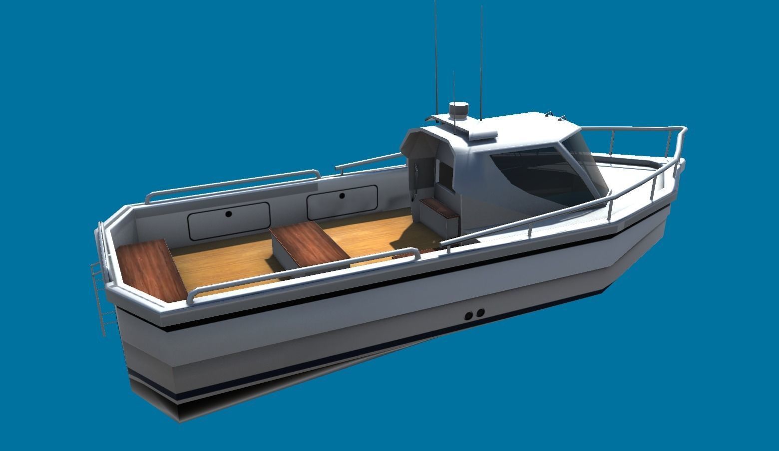 Cruiser Boat Low-poly 3D model_12