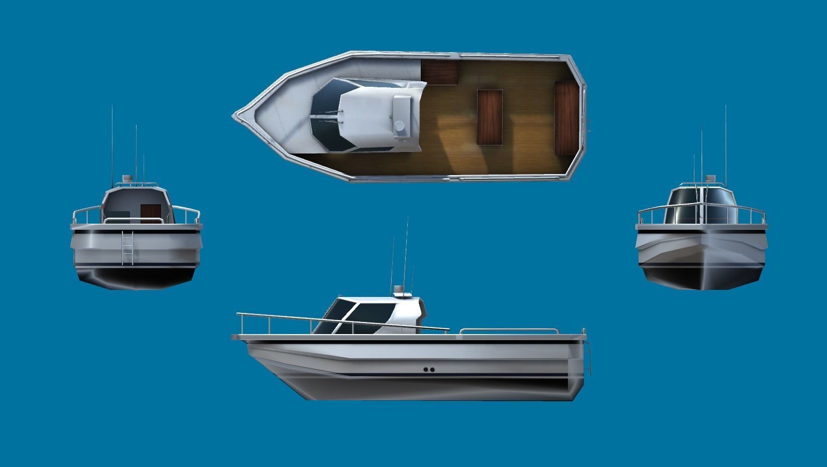 Cruiser Boat Low-poly 3D model_14