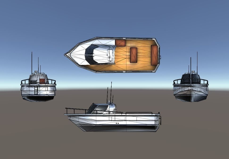 Cruiser Boat Low-poly 3D model_7