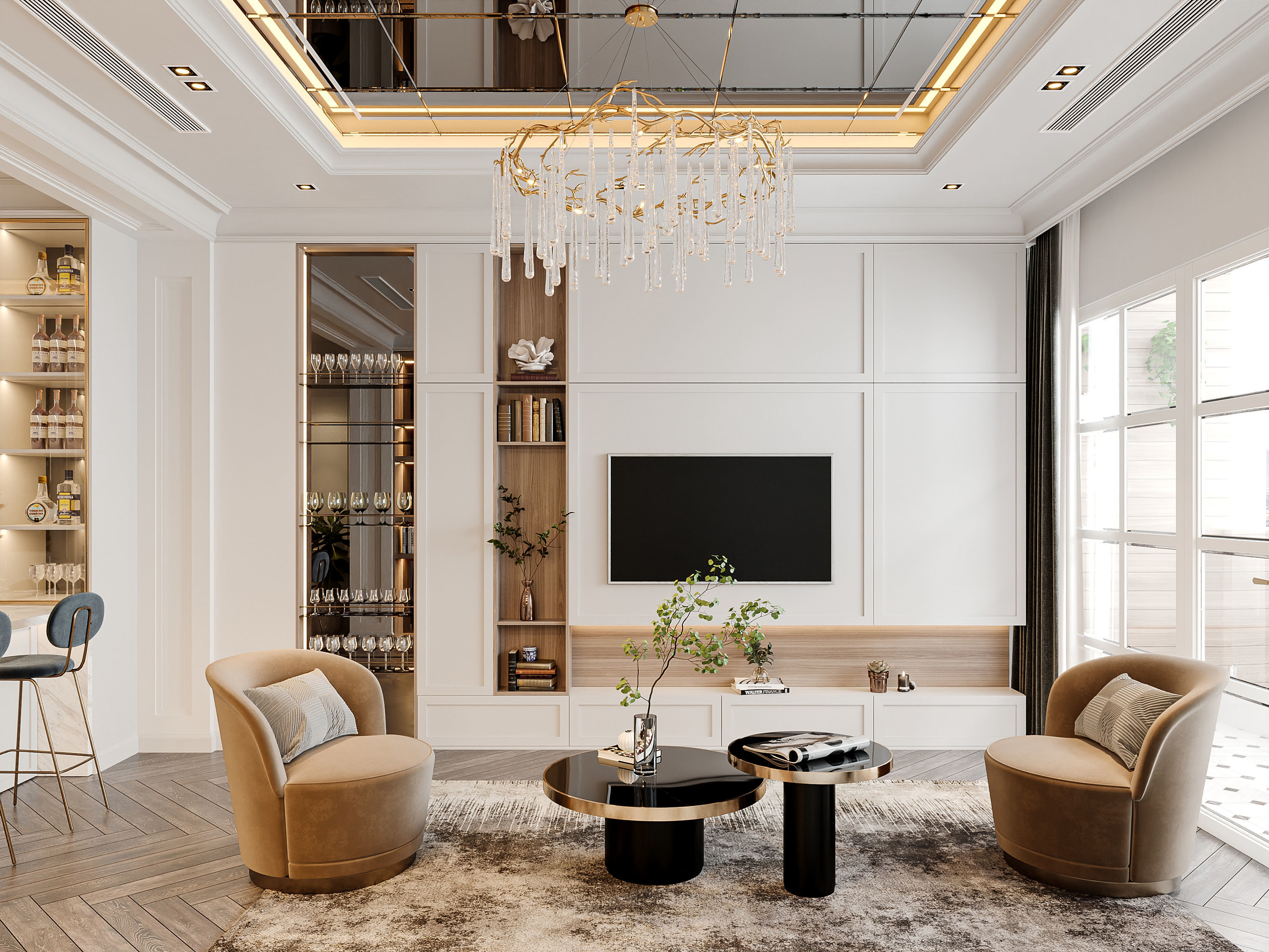 Neo Classic Lingving Room 3D model_2