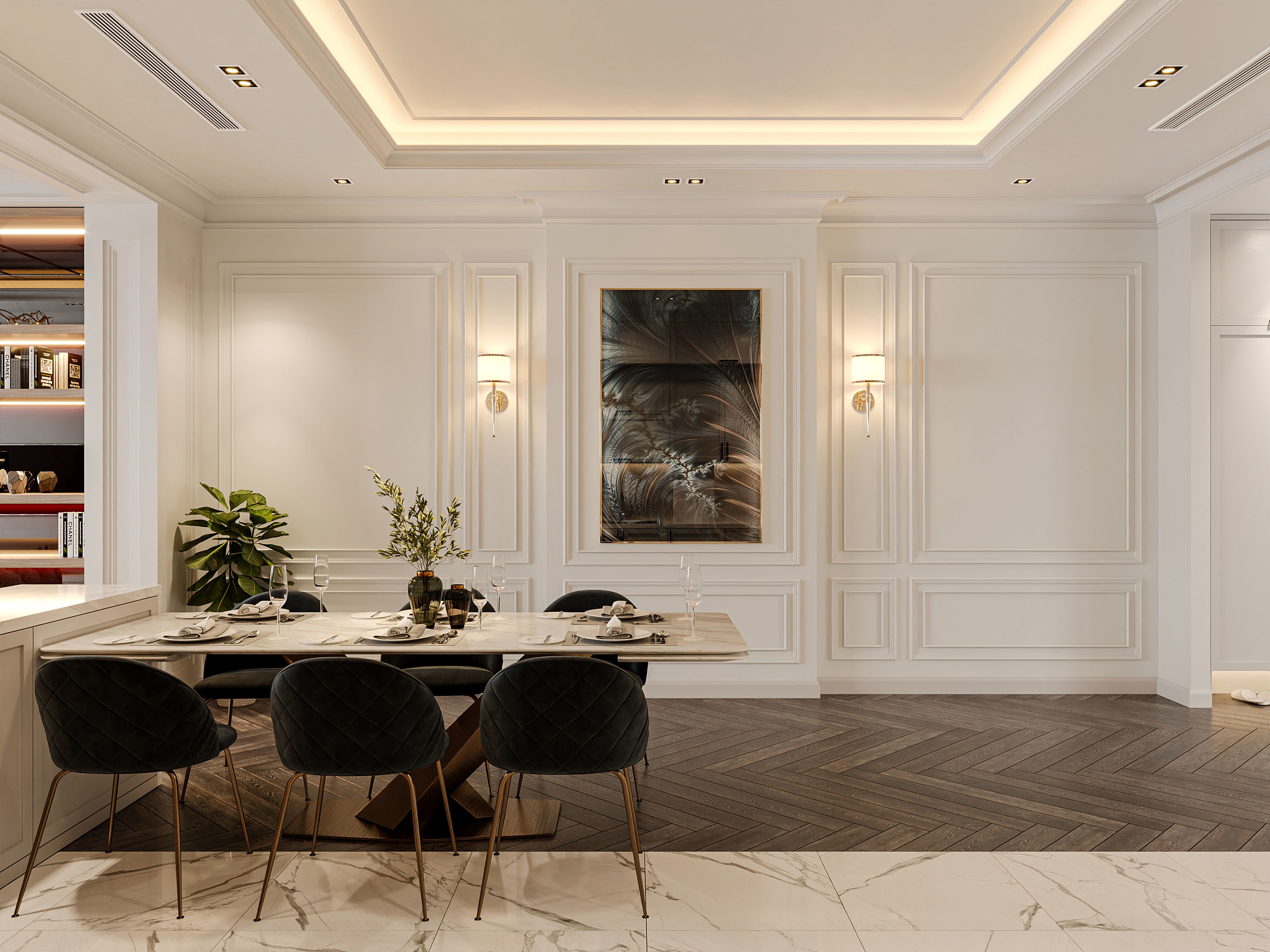 Neo Classic Lingving Room 3D model_4